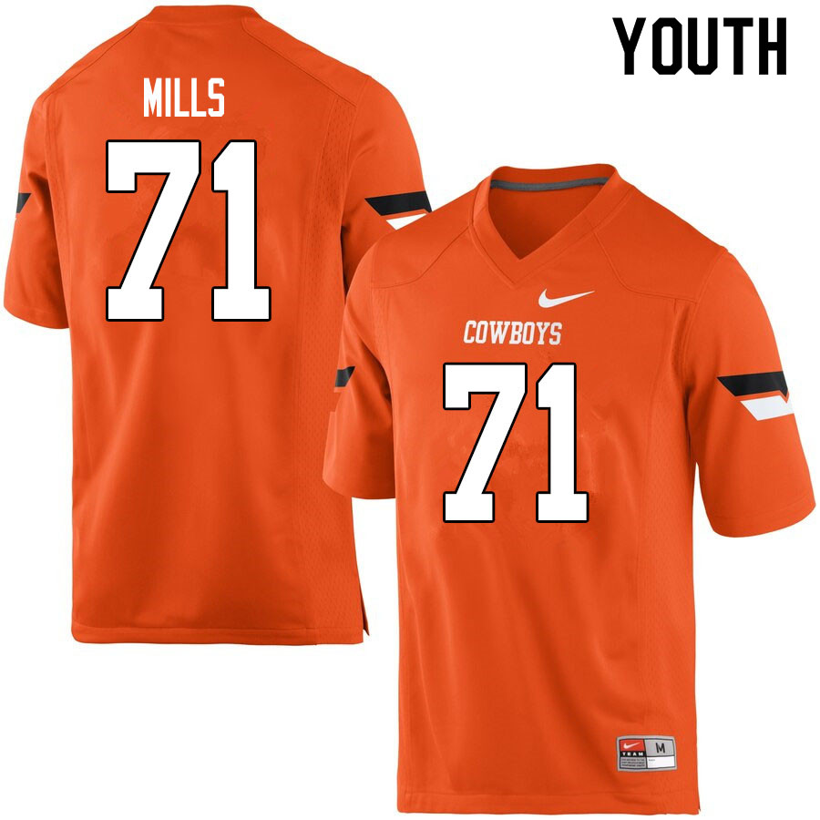 Youth #71 Monroe Mills Oklahoma State Cowboys College Football Jerseys Sale-Orange - Click Image to Close
